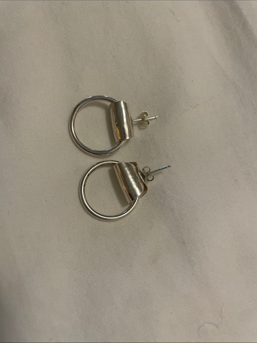 Minimalist Silver Hoop Drop Earrings for Women